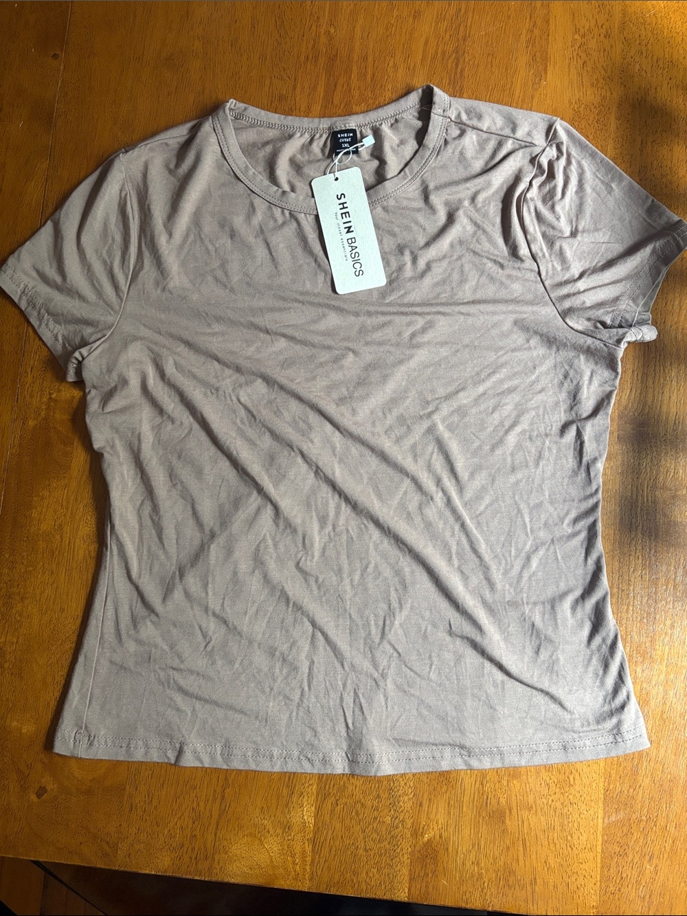 SHEIN Basics Taupe Short Sleeve Crew Tee NWT